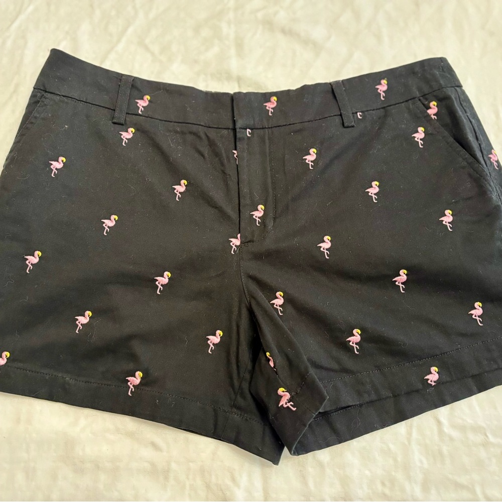 Jones New York Embroidered Black and Pink Flamingo